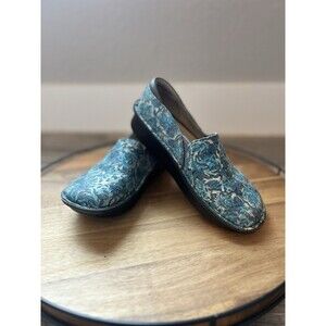 Alegria Clogs Debra Rose’s BLUE  Womens Sz 36 Slip On wedge Shoes